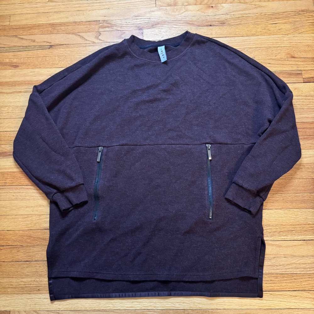 Varley Bayliss Womens Oversized Zip Pocket Sweatshirt Plum Purple Small Pullover